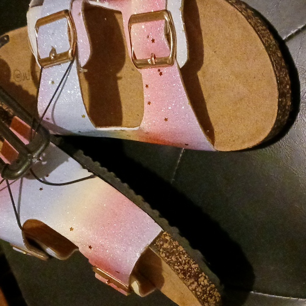 Just Be Sparkly Pink and Blue Sandals - Picture 5 of 5